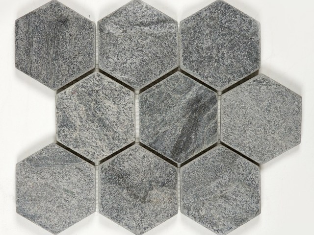 Stone Mosaics Silver 4-inch Hexagon 2-1